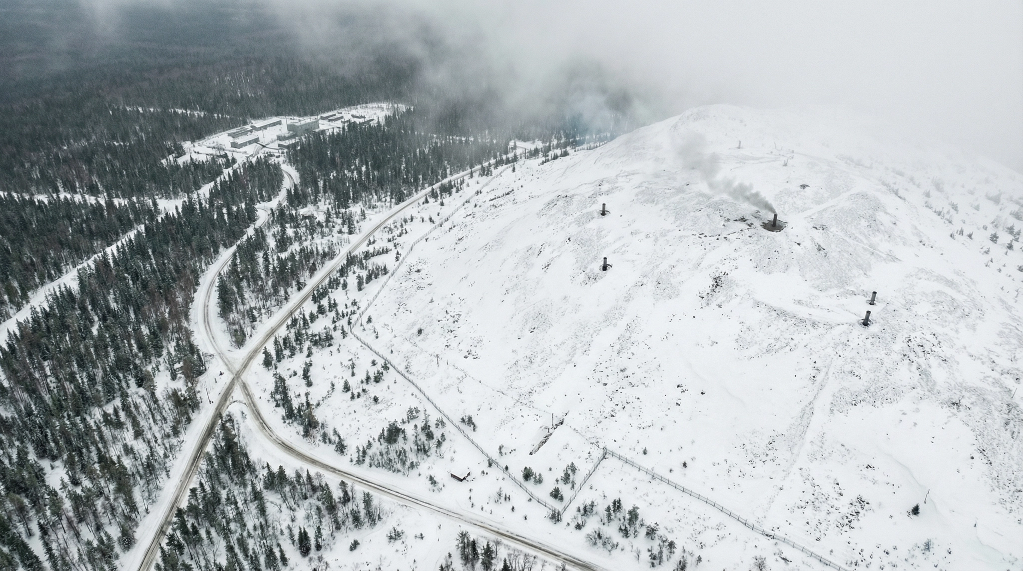 Aerial view of Mount Yamantau, a suspected Russian deep underground bunker complex.